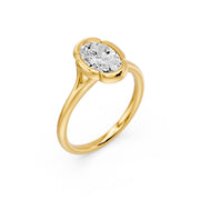 Bague Georgia diamant synthétique ovale 1.50 carat or jaune 14 carats